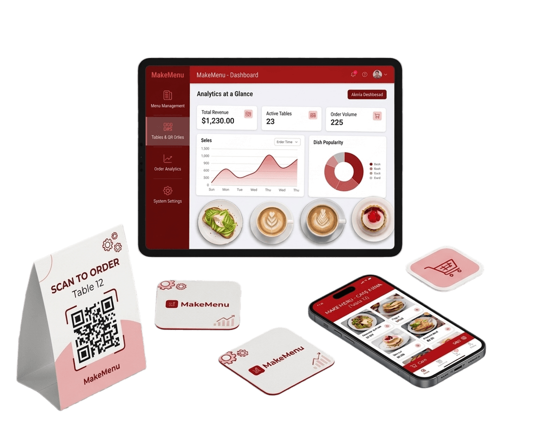 QR restaurant ordering dashboard preview